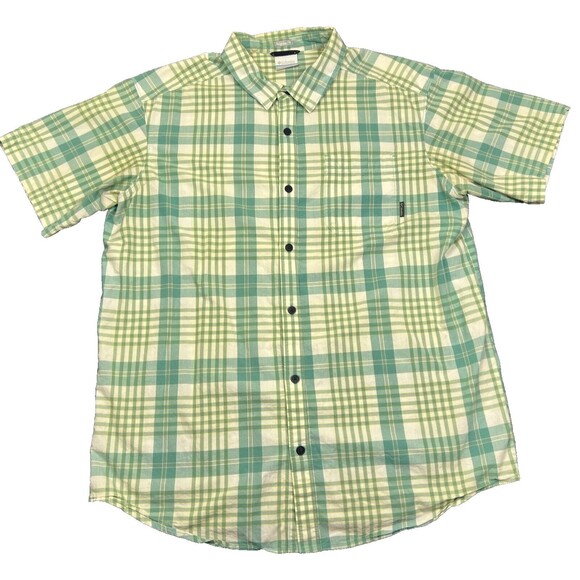 Columbia Sportswear Button Down Striped Shirt Adult XL Green Short Sleeve Top - Picture 1 of 9